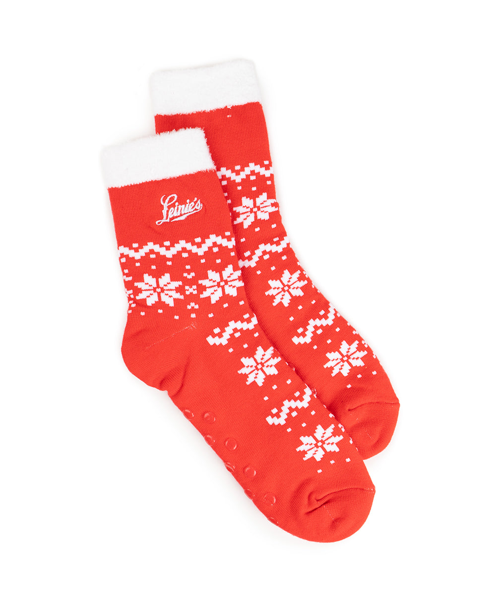 LEINIES RED SNOWFLAKE SOCKS