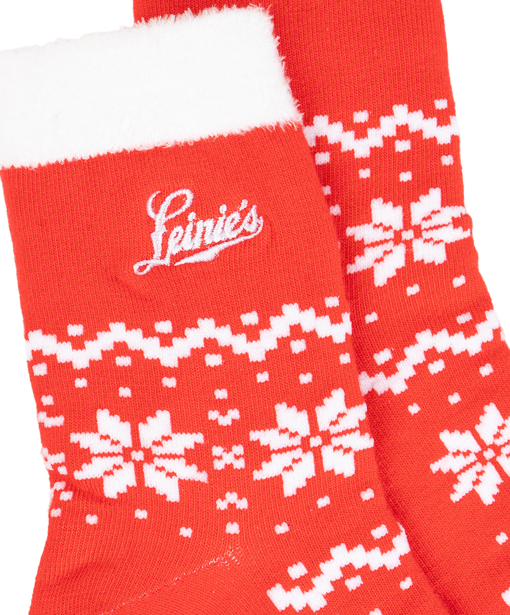 LEINIES RED SNOWFLAKE SOCKS