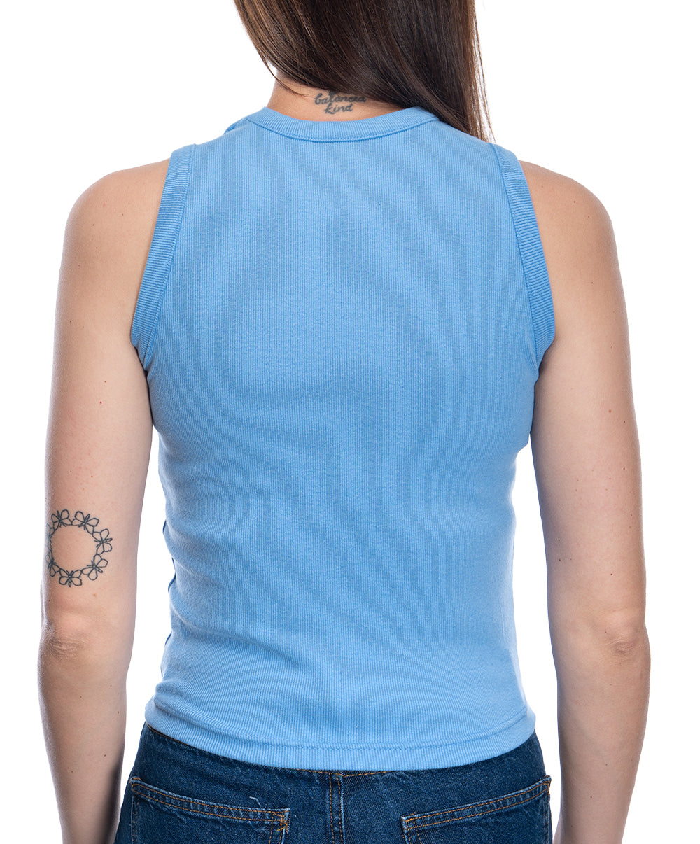 Ladies Blue Ribbed Tank