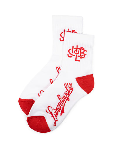 White Leinies Qtr Crew Socks