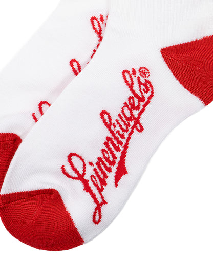 White Leinies Qtr Crew Socks