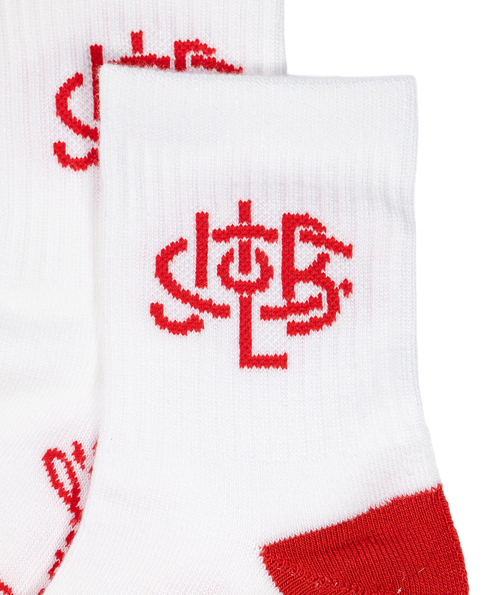 White Leinies Qtr Crew Socks