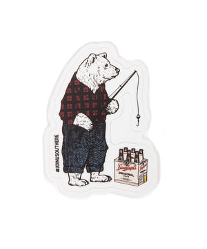 BEAR FISHERMAN STICKER