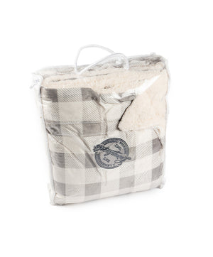 GRAY PLAID SHERPA BLANKET