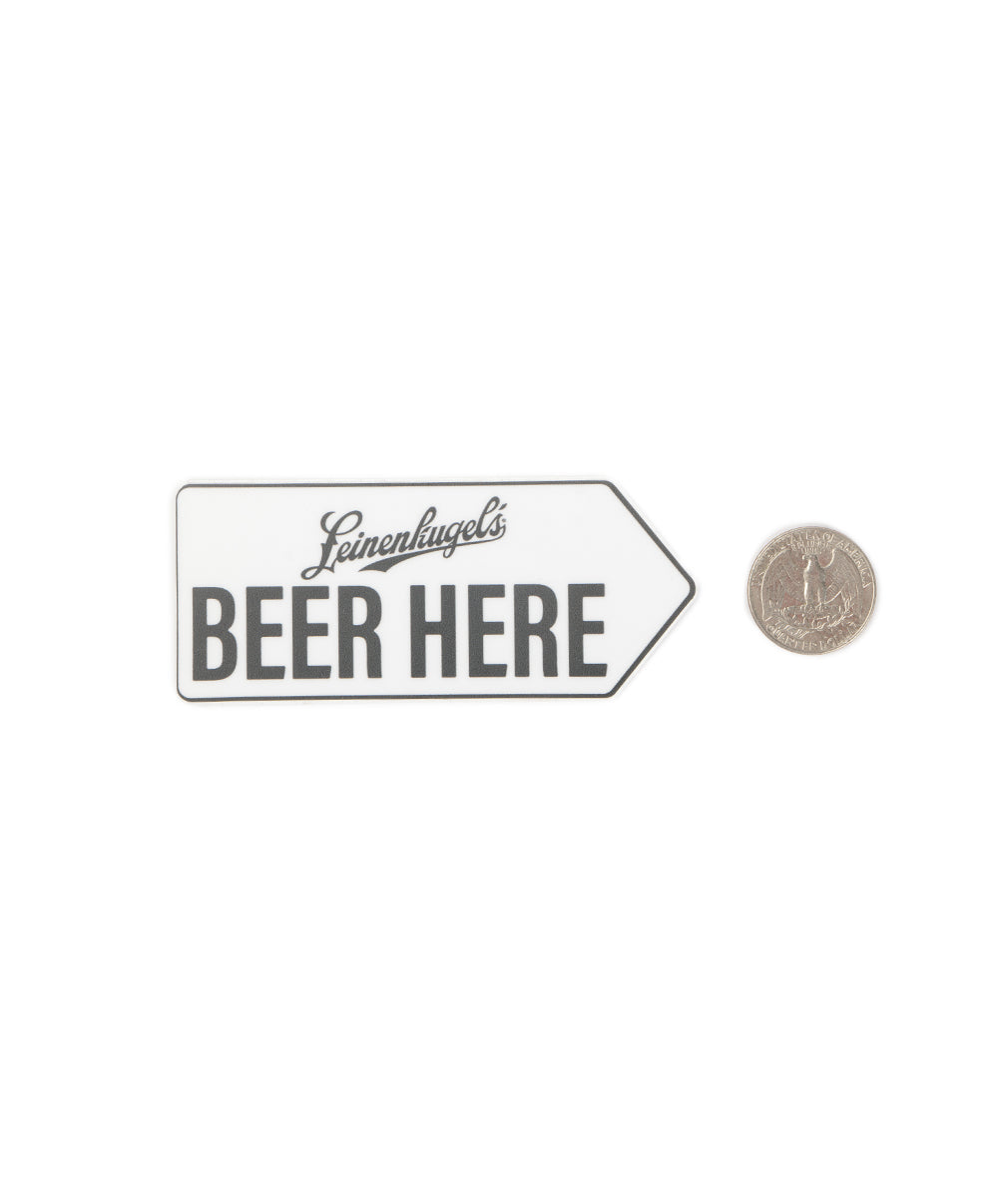 MINI BEER HERE STICKER Leinie Lodge